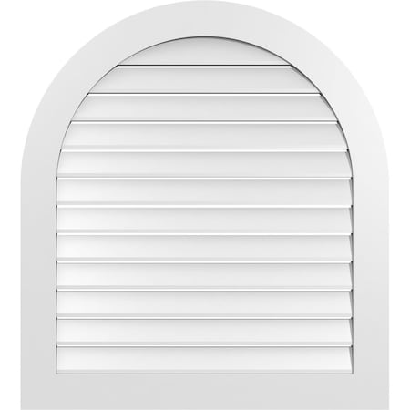 Ekena Millwork Round Top Surface Mount PVC Gable Vent: Functional, w/ 3-1/2"W x 1"P Standard Frame, 36"W x 40"H GVPRT36X4001SF